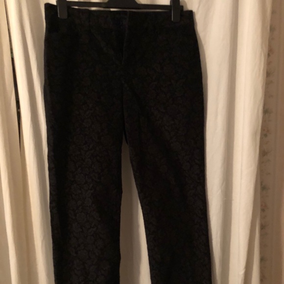 Talbots black velvet floral pattern pants - Picture 2 of 6